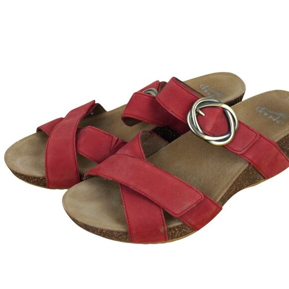 Dansko Suzie‎ Womens Red Wedge Sandals With Buckle Strap Sz 9.5 - 10 - Picture 4 of 8